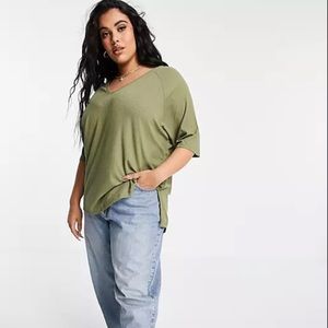 ASOS Oversized Olive Ribbed T-Shirt